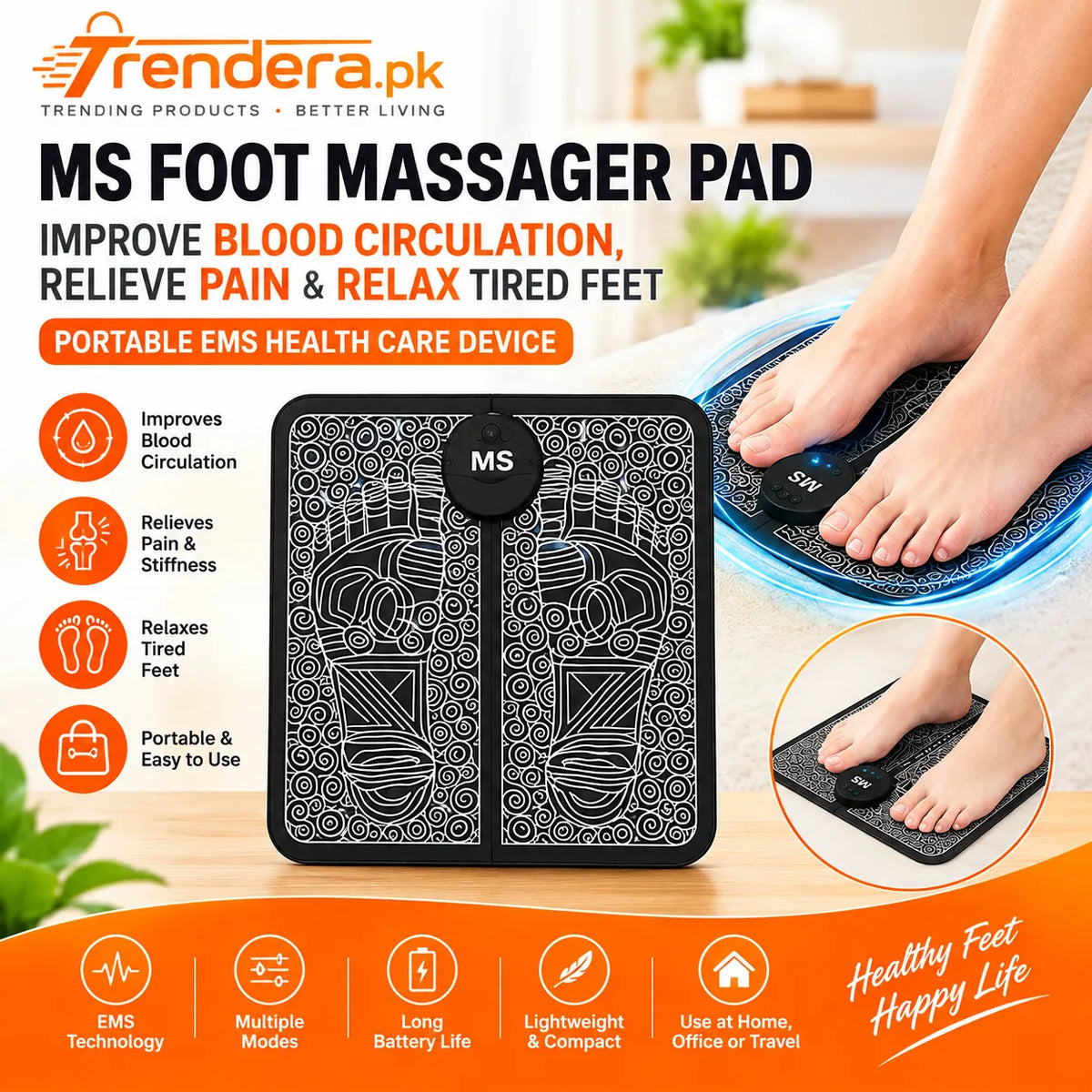 EMS Foot Massager Mat Electric USB Charging