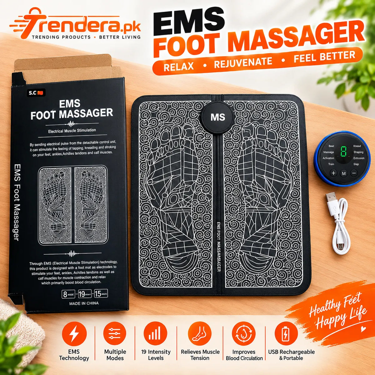 EMS Foot Massager Mat Electric USB Charging